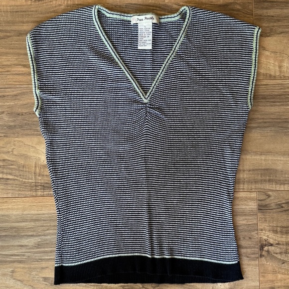Vintage Free People Striped Cropped Sweater Tank - Picture 1 of 9
